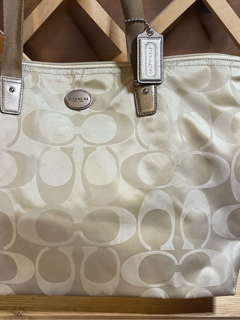 Coach New York Signature Gallery Nylon/Canvas Weekender Duffel/ Tote 17.5”x11”